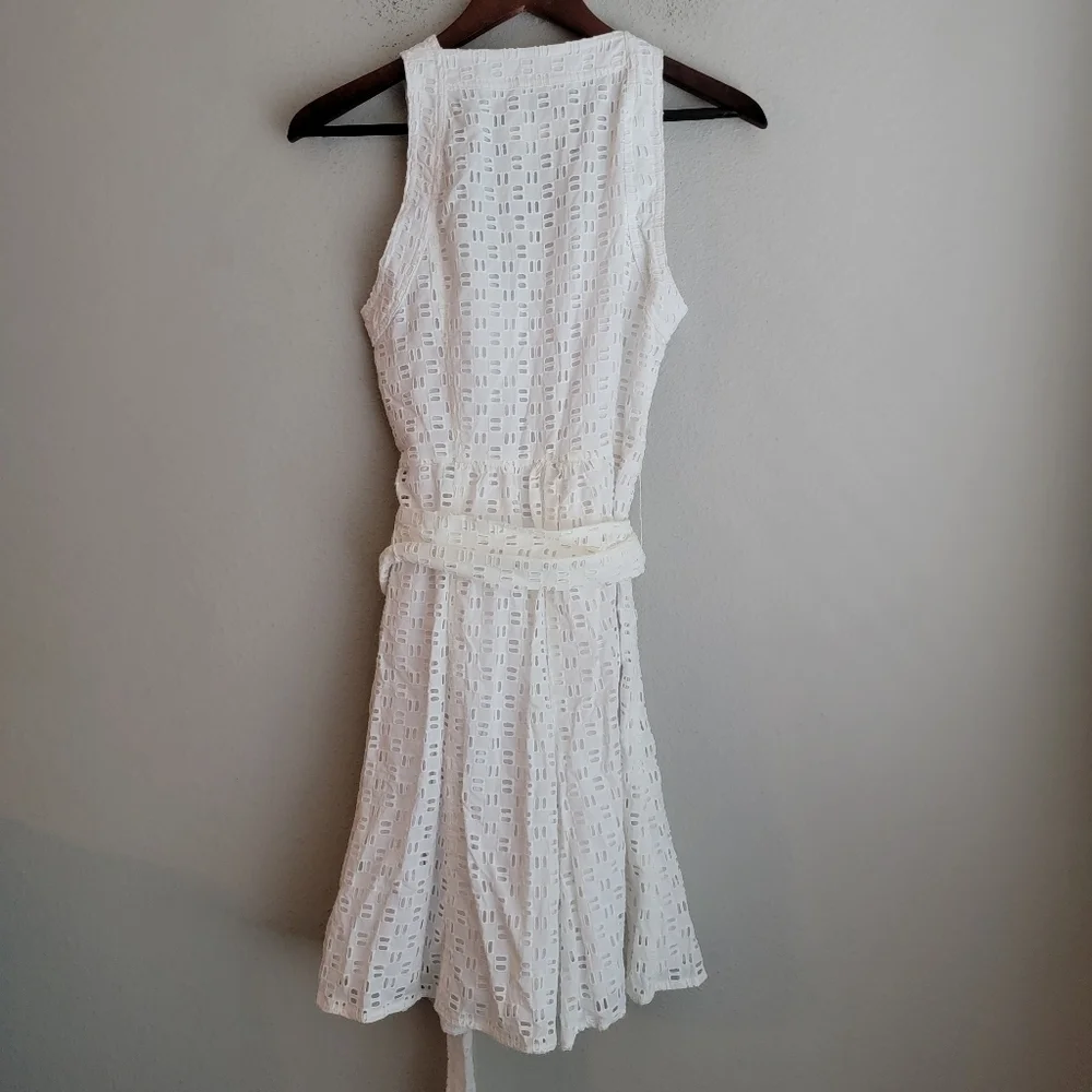 Anthropologie Belted Eyelet Romper in Ivory size 6 NWT